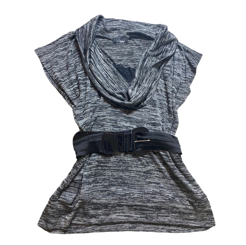 Hypnotik Black and Gray Cowl Neck Sweater